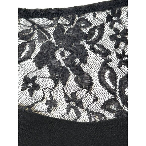 Chaps Black Lace- Trimmed Mini Dress S Petite Sheath Long Sleeve Cocktail Party - Picture 5 of 13